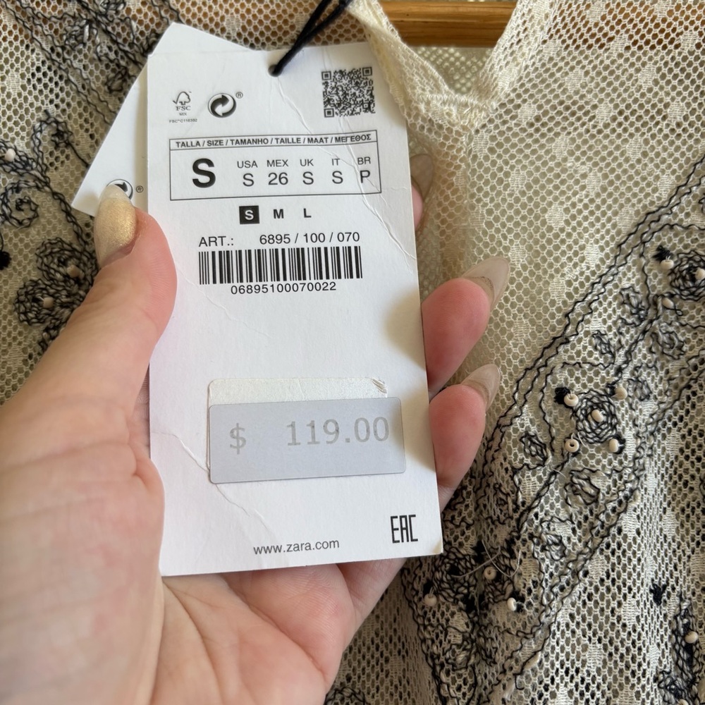 New! Zara Cream and Black Lace Dress - Picture 3 of 5